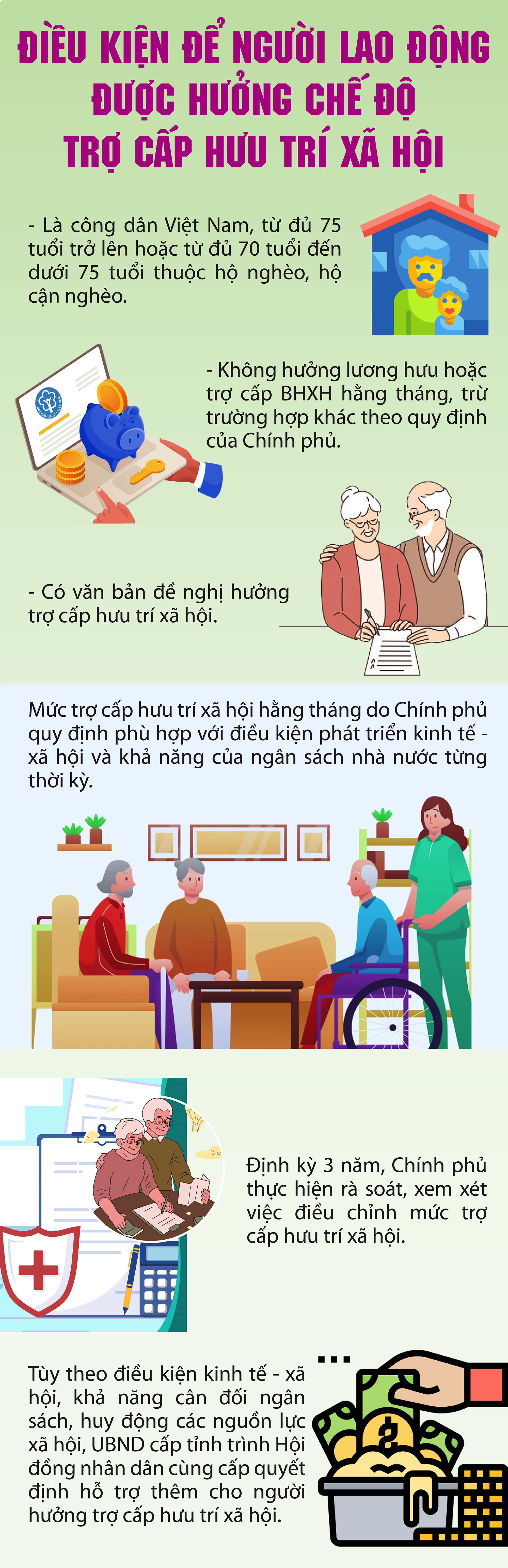 Điều kiện để người không có lương hưu được hưởng trợ cấp từ 1/7 - 1