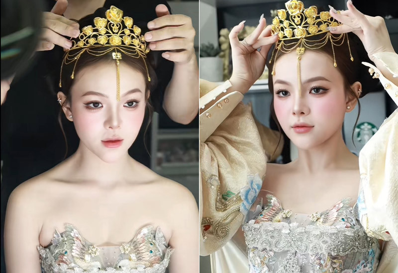 Cô dâu đội vương miện 10 cây vàng 