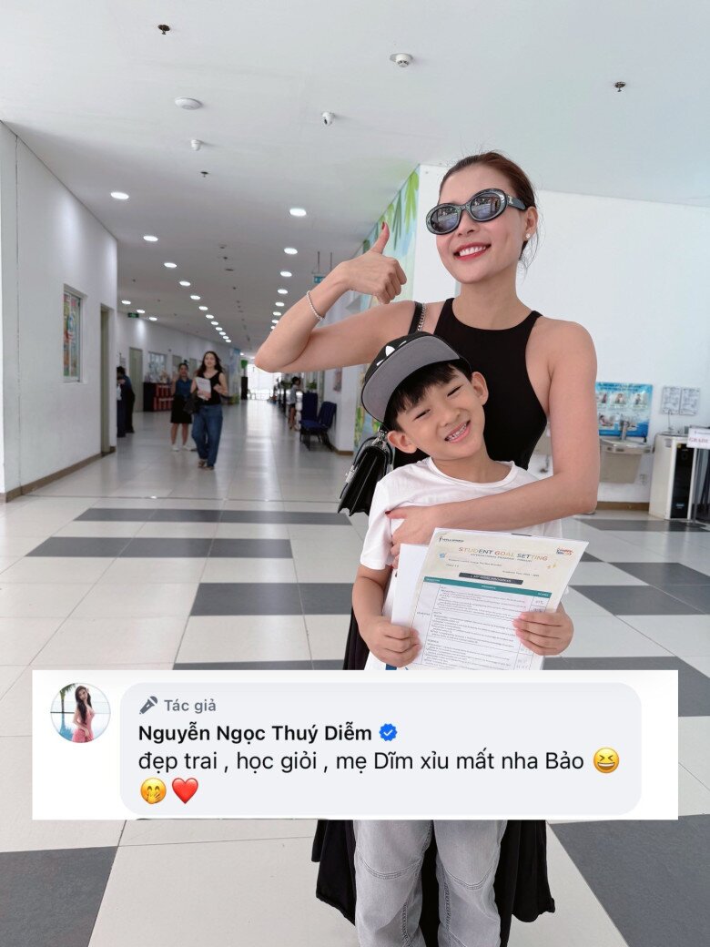 Thúy Diễm hãnh diện khi con đẹp trai, học giỏi.
