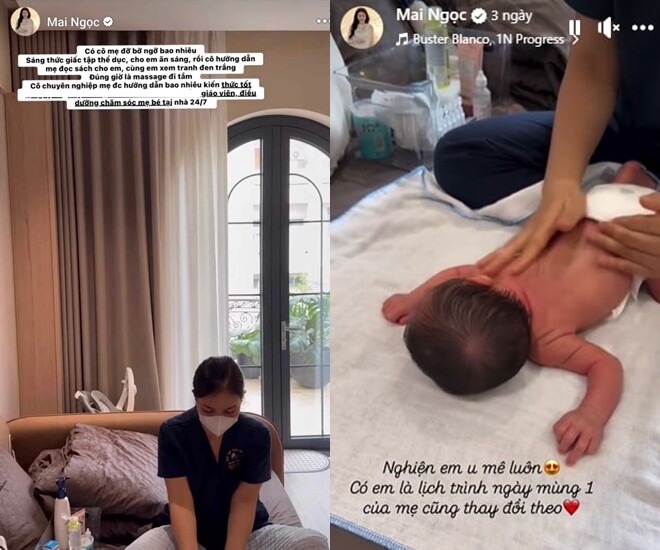 Mai Ngọc tiết lộ thuê bảo mẫu 24/7 để chăm sóc con trai đầu lòng.