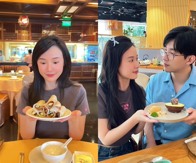 Khoảnh khắc tình tứ với chồng thiếu gia khiến dân tình “phát sốt”.