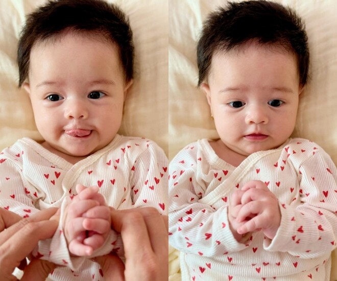 Con gái Nhật Kim Anh có những biểu cảm dễ thương khi bị mẹ phạt.
