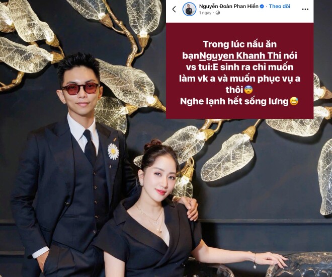 Phan Hiển “sợ” khi được vợ nói lời yêu thương.
