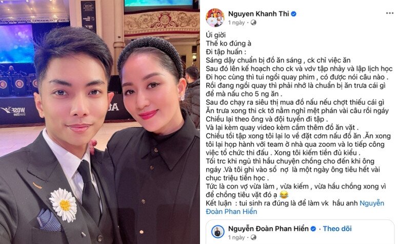 Khánh Thi kể lịch trình 1 ngày dài như sớ khi chăm sóc chồng từ sáng sớm đến đêm muộn.
