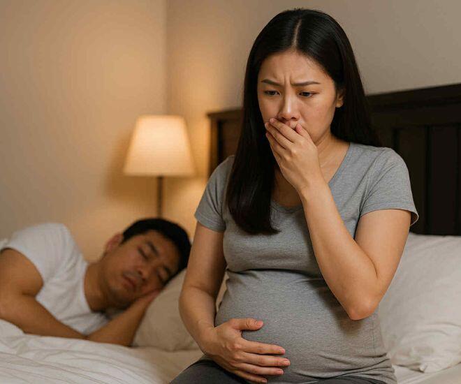 Trong ánh sáng mờ từ chiếc đèn ngủ, tôi thấy anh nhíu mày, miệng lẩm bẩm điều gì đó.