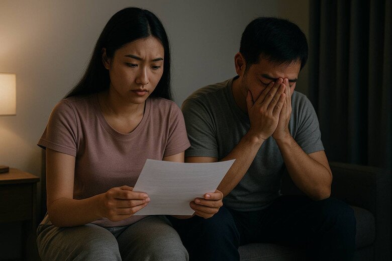 Tôi đưa tờ giấy cho anh mà không nói một lời. Chồng tôi khóc. Anh xin lỗi.