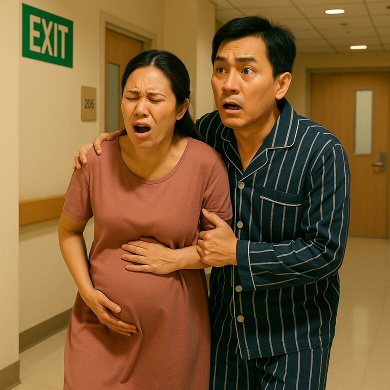 Vợ tôi giữ cho chị hàng xóm bình tĩnh, hướng dẫn cách thở đều, rồi bảo anh Nam gọi taxi để đưa đi viện ngay.