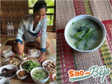 Bữa cơm tiếp khách dân dã nhà Hoa hậu nghèo nhất Việt Nam, có món canh với cách nấu khác lạ