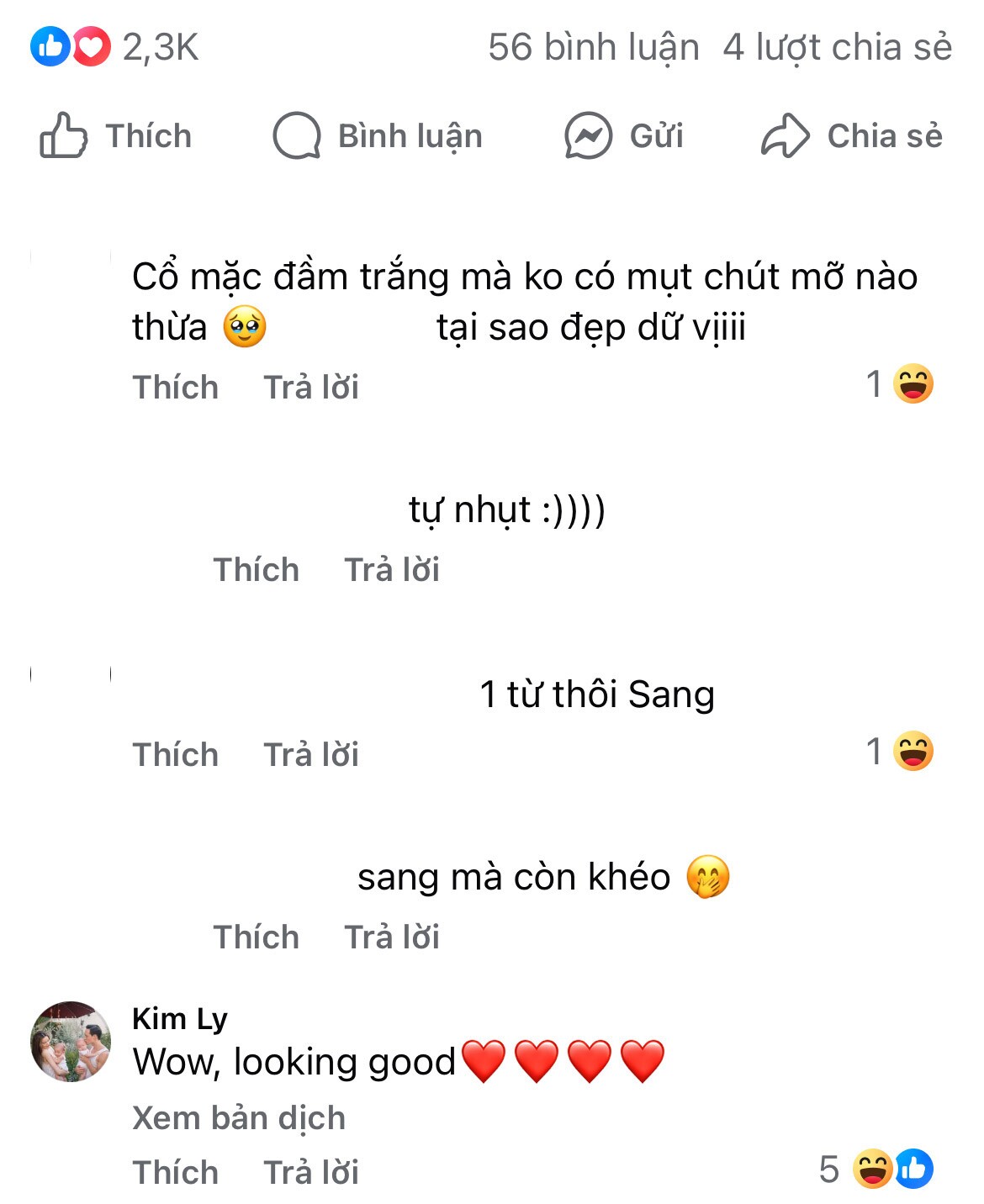 Cô được nhiều chị em khen ngợi vì đồ trắng cũng không làm khó vóc dáng của cô. 