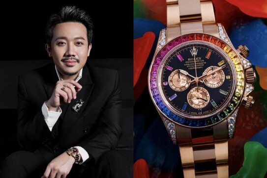 Rolex là thương hiệu mà Trấn Thành yêu thích. Anh sở hữu chiếc Rainbow Daytona Everose Gold, viền bezel đính 36 viên đá quý cắt mang màu sắc cầu vồng. Ngoài ra, 56 viên kim cương được cắt theo kích cỡ khác nhau cũng được bổ sung trên núm điều chỉnh và vấu đồng hồ. Giá bán lẻ của phụ kiện này là khoảng 100.000 USD (khoảng 2,5 tỷ đồng). Trên thị trường thứ cấp năm 2022, món đồ từng được chào bán với mức giá lên đến 1 triệu USD.
