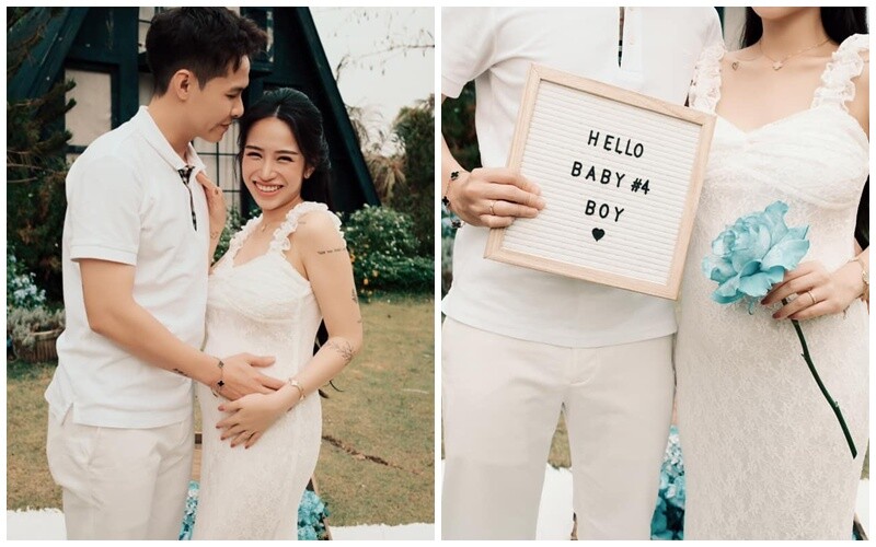 Khi mang thai, da dễ bị sạm và nổi mụn, nhưng Joyce vẫn giữ được làn da trắng hồng nhờ các sản phẩm dưỡng da lành tính, an toàn cho mẹ bầu.

