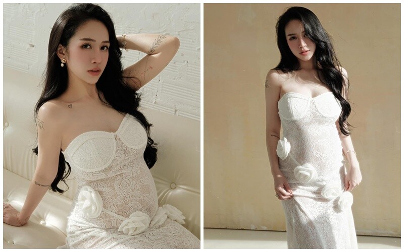 Cô cho biết thường xuyên massage thư giãn và tập các động tác giãn cơ nhẹ nhàng để giảm đau mỏi trong những tháng cuối thai kỳ.
