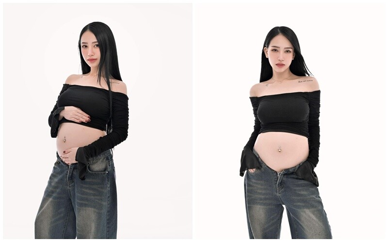 Cô chia sẻ rằng bản thân thường xuyên uống nước lọc, nước dừa, nước cam và sữa hạt để cung cấp dưỡng chất cho bé và duy trì làn da căng mịn.
