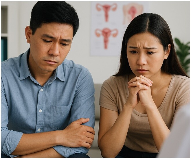 Vợ chồng anh Tiểu Thịnh rất buồn sau khi nhận kết quả khám. Ảnh minh họa.