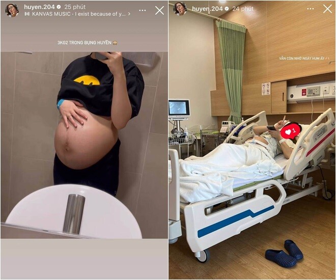 Khoảnh khắc bầu bí được Huyền công khai khi con đã 2 tuổi.