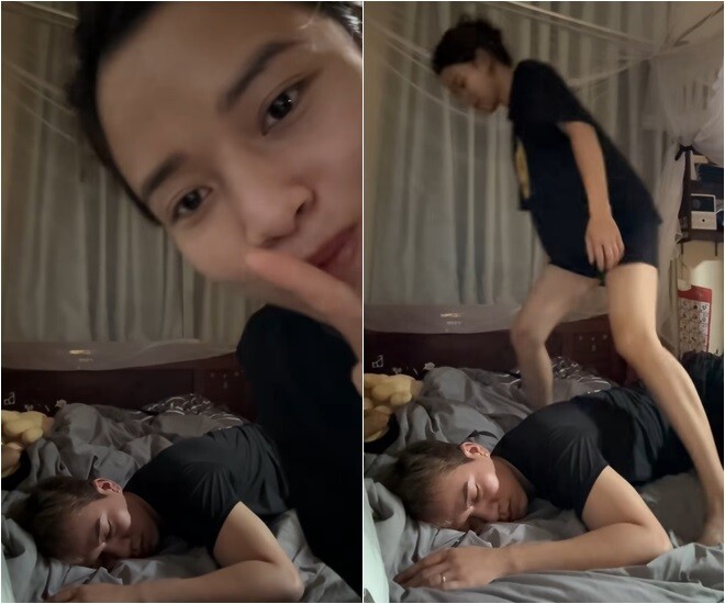 Trước đó, em Thảo bán xôi từng gây chú ý với mẹo dân gian bước qua người chồng khi ngủ vì muốn chồng nghén thay.