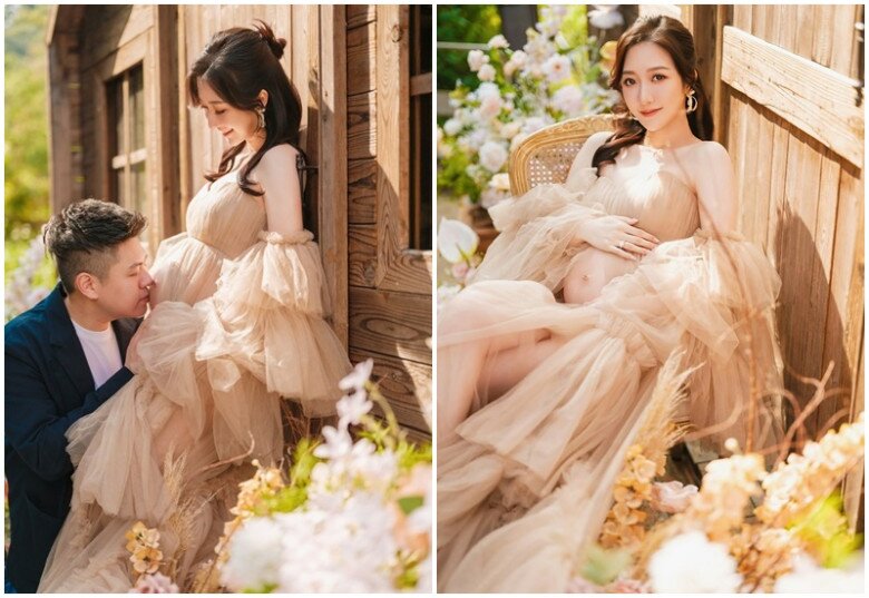 Cô và chồng thực hiện bộ ảnh bầu ngọt ngào.