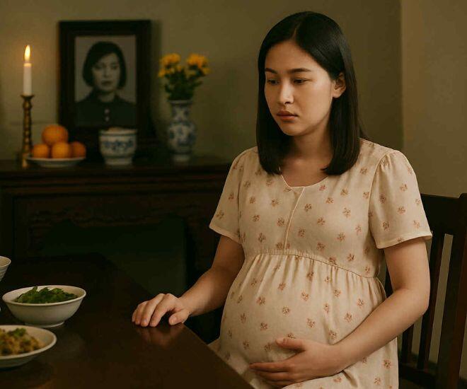 Rồi ánh mắt tôi dừng lại ở chiếc bàn thờ phía góc nhà. Trên đó, một bức di ảnh trắng đen hiện lên mờ mờ dưới ánh đèn mờ ảo.