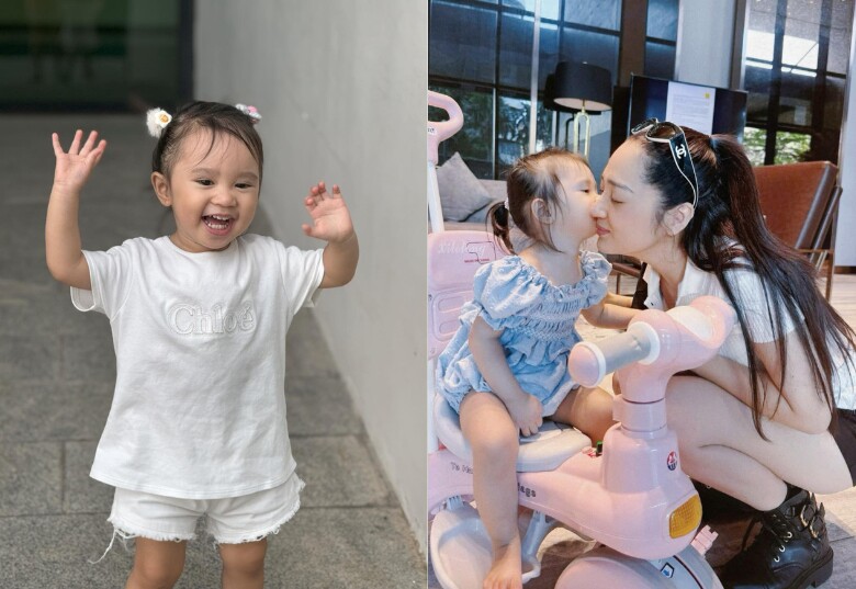 Bé Misumi càng lớn càng đáng yêu, được khen giống hệt mẹ.