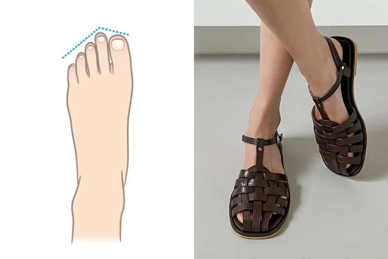 Dáng chân Hy Lạp là một dáng chân tương đối đẹp để diện những kiểu giày ngư dân