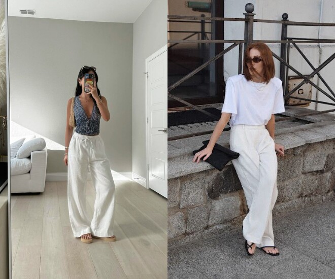 Khi phong cách oversized và quần ống rộng tiếp tục làm mưa làm gió, quần linen nhanh chóng trở thành “vedette” của tủ đồ hè. 