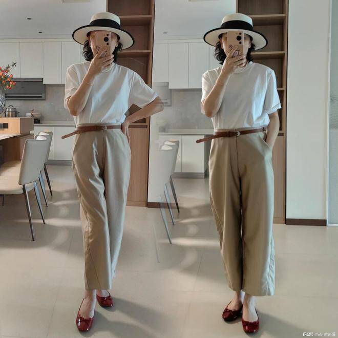 Quần kaki là phong cách phù hợp với những chị em công sở 30, 40+, dễ tạo được thiện cảm lại vô cùng lịch sự.