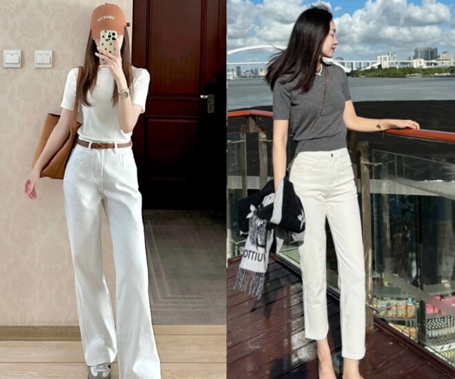 Quần trắng là món đồ có thể nâng cấp mọi set đồ của chị em trở nên thời thượng hơn.