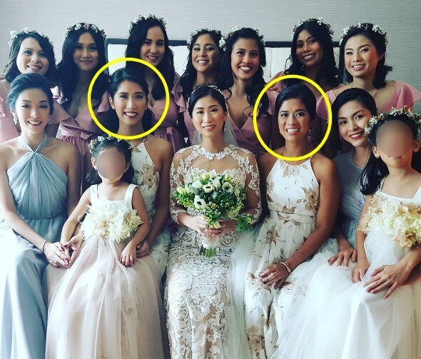 Hai người con gái Anj Nguyễn và Jennifer Nguyễn (khoanh tròn) trong đám cưới của Stephanie Nguyễn. Đây là lần hiếm hoi công chúng được thấy dung mạo của 3 ái nữ.