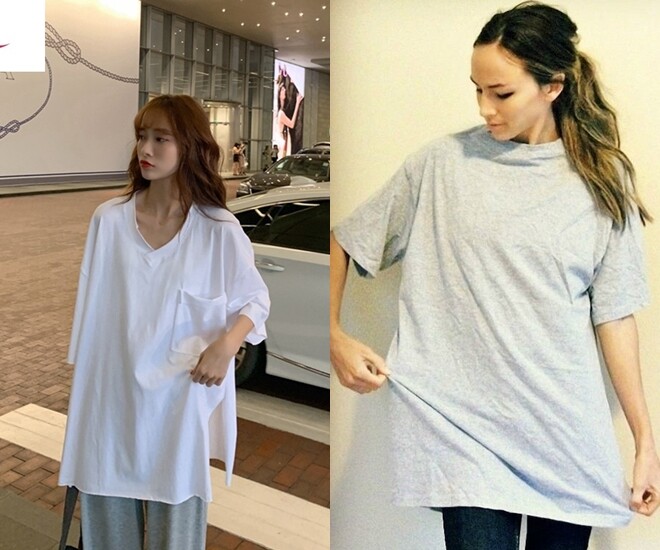 Áo phông quá rộng chẳng những không che được khuyết điểm vóc dáng mà còn khiến chị em trông luộm thuộm.