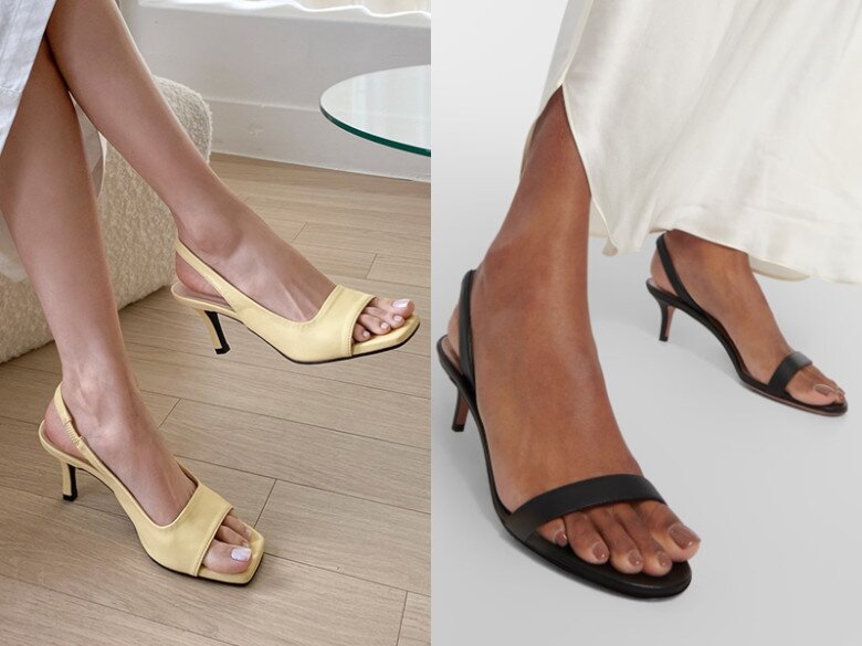 Sandal với phần quai hậu phía sau giúp bàn chân trông nhỏ nhắn hơn.