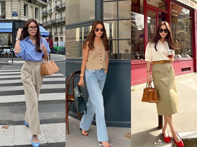 Những chiếc áo sơ mi hay gile với đường cổ chữ V giúp tạo hiệu ứng kéo dài đường cổ một cách tự nhiên và còn khiến chị em trông thon thả hơn.