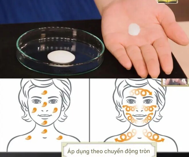 Satomi chỉ cách thoa kem chống nắng như đánh giày giúp lớp kem bám đều lên da.