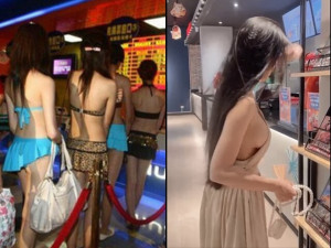 Đi xem phim, gái xinh mặc mốt "Can Lộ lộ" quần ngắn cũn, áo xẻ ngực lộ nội y khiến người xung quanh muốn "độn thổ"