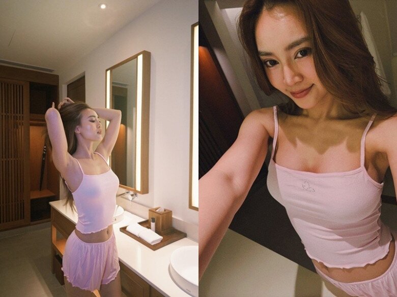 Gần đây, cô gây chú ý khi diện bộ đồ ngủ 2 dây mỏng manh, ngắn để lộ vòng eo con kiến cùng vóc dáng nuột nà. 
