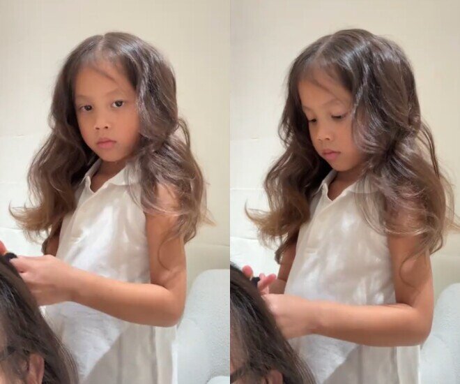 Lisa từng gây sốt với mái tóc nâu xoăn sóng bồng bềnh dù mới 5 tuổi.