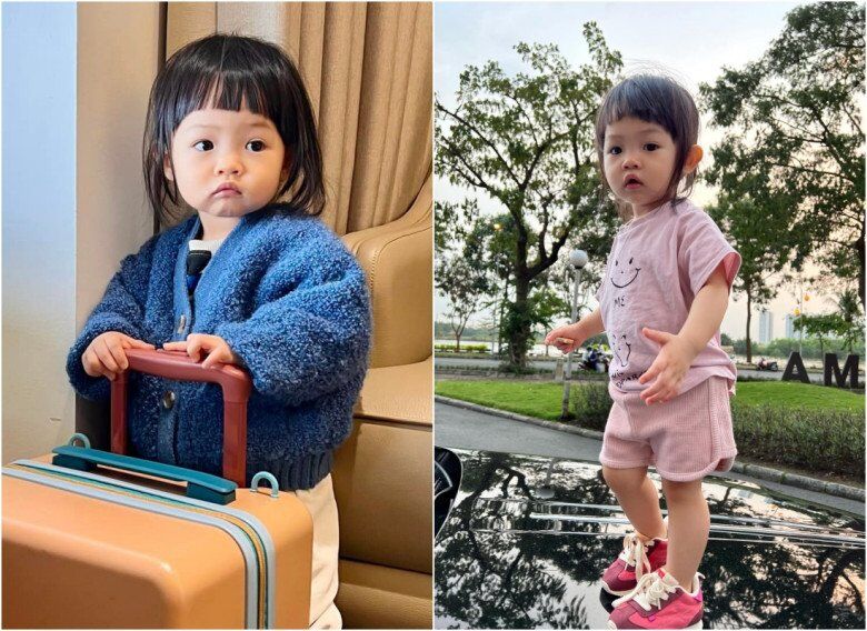Với gương mặt bầu bĩnh đáng yêu, cô bé trước đây thường được mẹ cắt kiểu tóc mái vầng trăng khuyết.