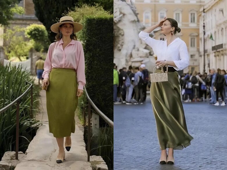 Dù có thân hình đầy đặn, Angelica vẫn tự tin diện đồ mỏng nhẹ giúp thân hình trông nhẹ nhàng, thanh thoát hơn.