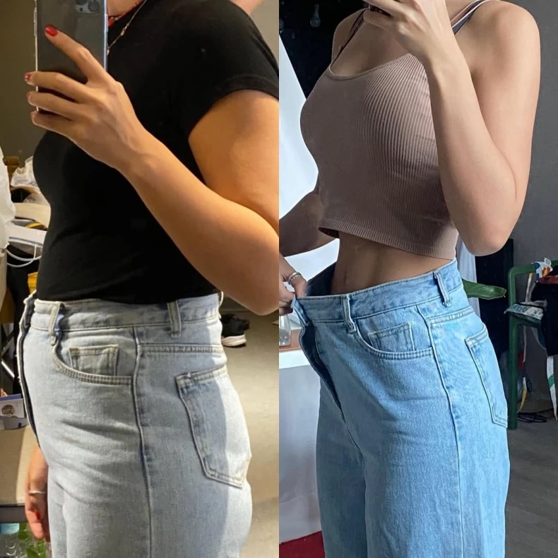 Bụng mỡ của cô cũng thu nhỏ rõ rệt.