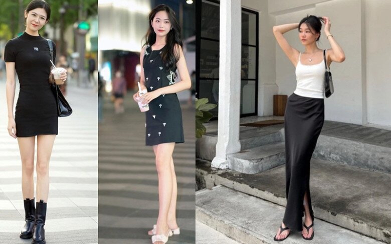 Chị em có chân thon và thẳng có thể cân được mọi dáng váy từ ngắn đến dài, từ body tới suông thẳng hay xòe rộng đều đẹp.