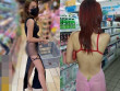 Hội chị em đi siêu thị mặc váy khoét sâu hiểm hóc, hở trên hở dưới lộ liễu như chỗ không người nhìn phát bực