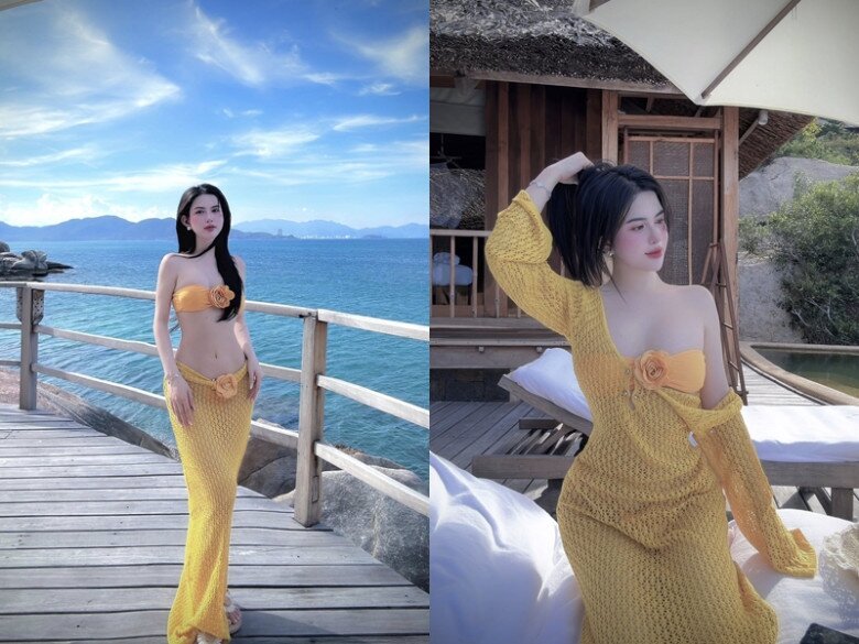Vợ cũ Việt Anh khoe vóc dáng đồng hồ cát trong trang phục dạo biển gợi cảm.
