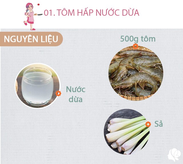 Chuẩn bị: 500g tôm, nước 1 quả dừa, sả.