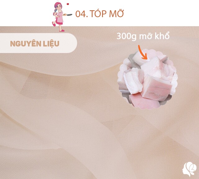Chuẩn bị: 350g mỡ khổ, muối.