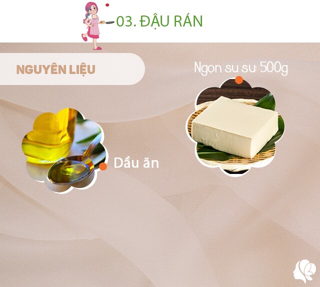 Chuẩn bị: 3 bìa đậu nhỏ, dầu ăn.