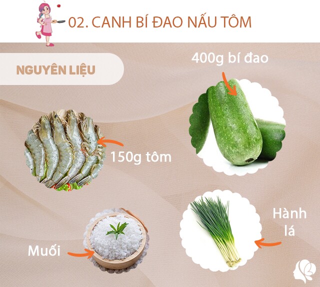 Chuẩn bị: 400g bí đao, 150g tôm, hành lá, muối, xíu dầu ăn.