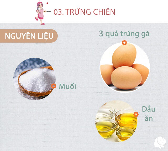 Chuẩn bị: 3 quả trứng gà, dầu ăn, muối/nước mắm, hành lá.