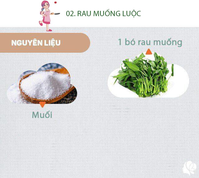 Chuẩn bị: 1 bó rau muống, 1 ít muối.