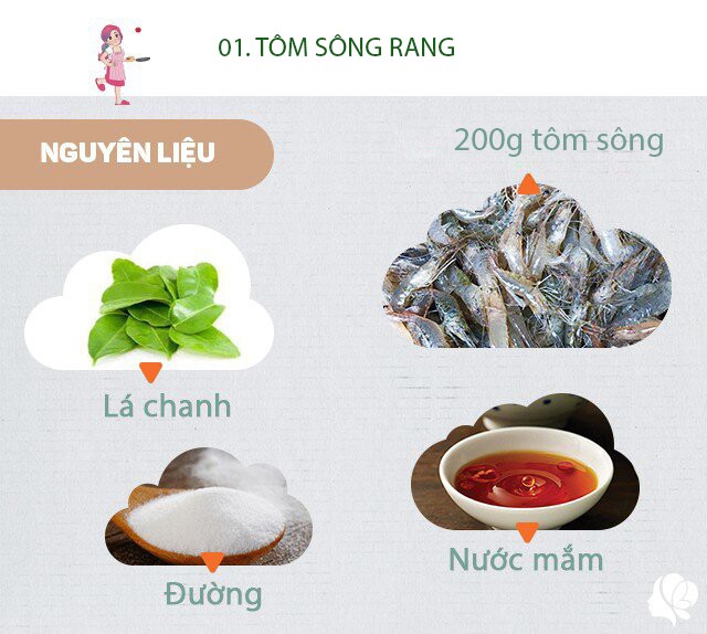 Chuẩn bị: 200g tôm sông, lá chanh, nước mắm, đường, dầu ăn hoặc mỡ lợn.
