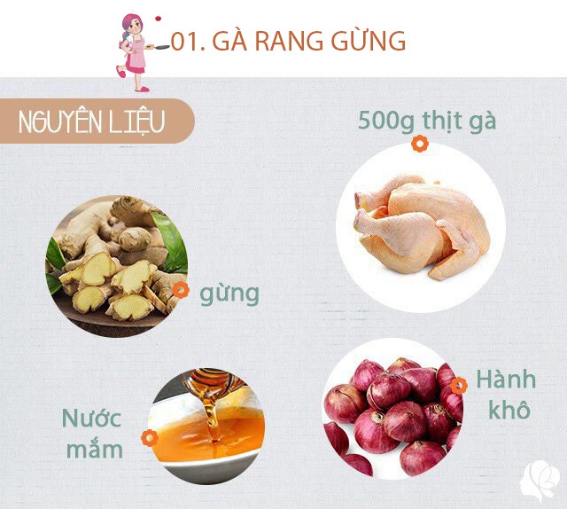 Chuẩn bị: 500g thịt gà, gừng, hành khô, nước mắm, bột canh vừa đủ, dầu ăn.