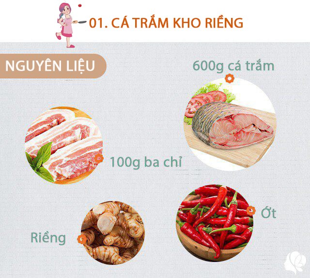 Chuẩn bị: - Cá trắm: 600g - Thịt ba chỉ: 200g - Riềng củ - Hành, răm, thì là - Gia vị.